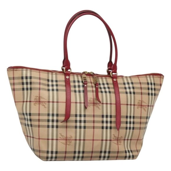 BURBERRY Nova Check Tote Bag PVC Beige Gold - Picture 1 of 15